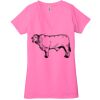 Ladies' Jersey Short-Sleeve Deep V-Neck T-Shirt Thumbnail