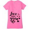 Ladies' Jersey Short-Sleeve Deep V-Neck T-Shirt Thumbnail